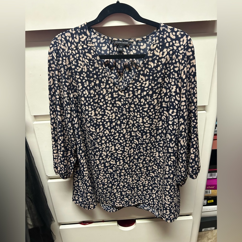 Blue and tan blouse XL